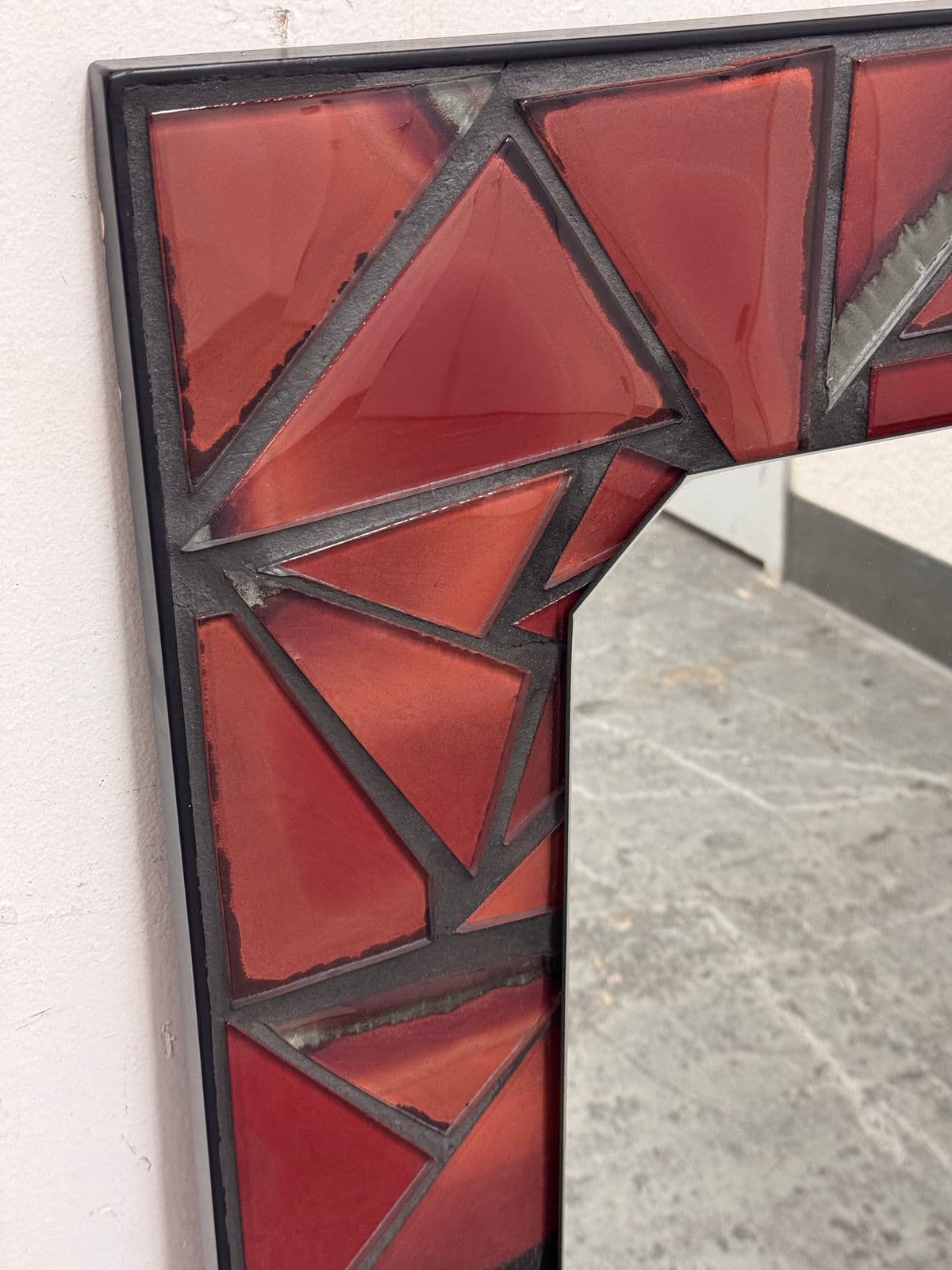 Post Modern Custom Design Metal + Red Ceramic Mirror - Thumbnail 5