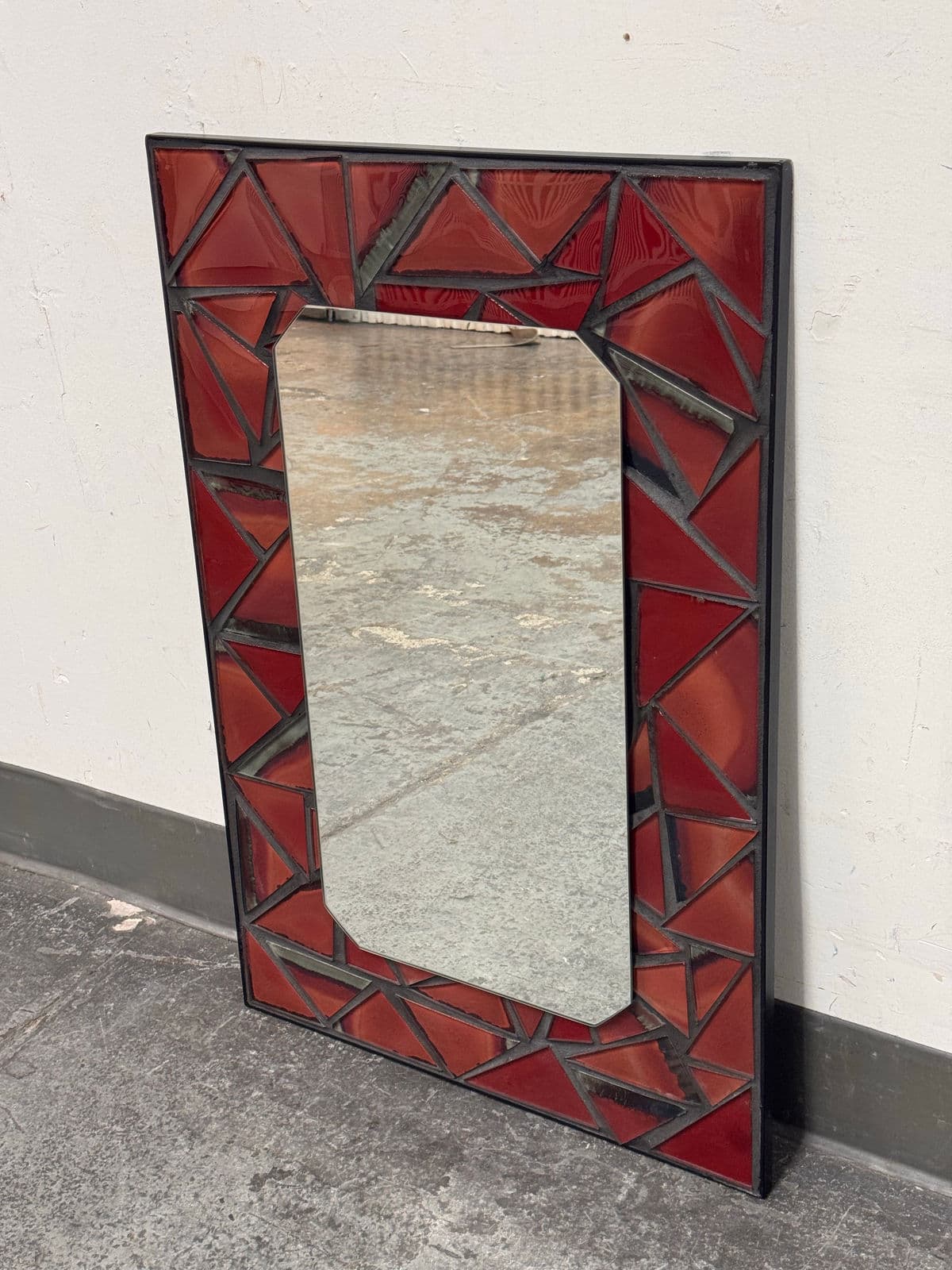 Post Modern Custom Design Metal + Red Ceramic Mirror - Thumbnail 4