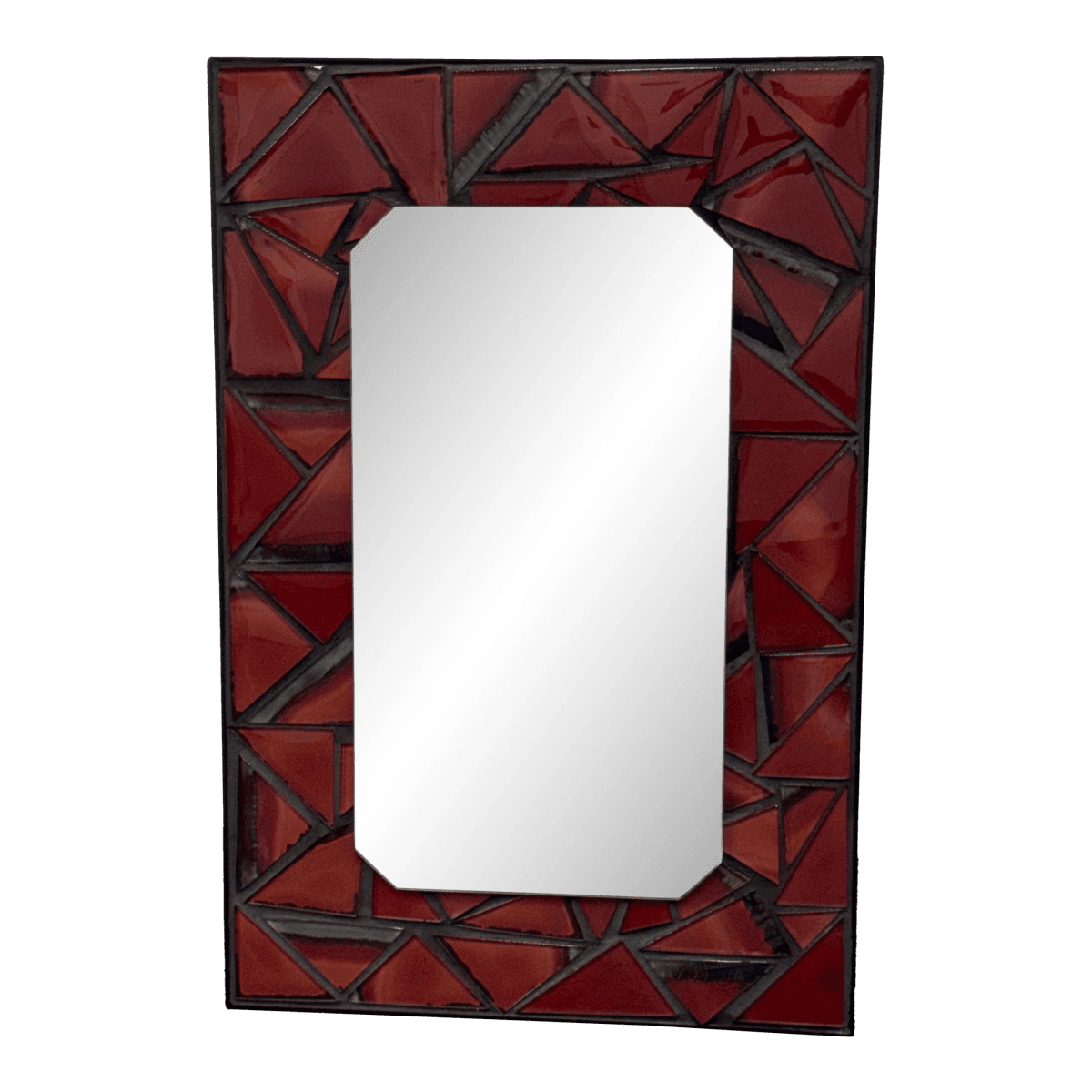 Post Modern Custom Design Metal + Red Ceramic Mirror - Thumbnail 2