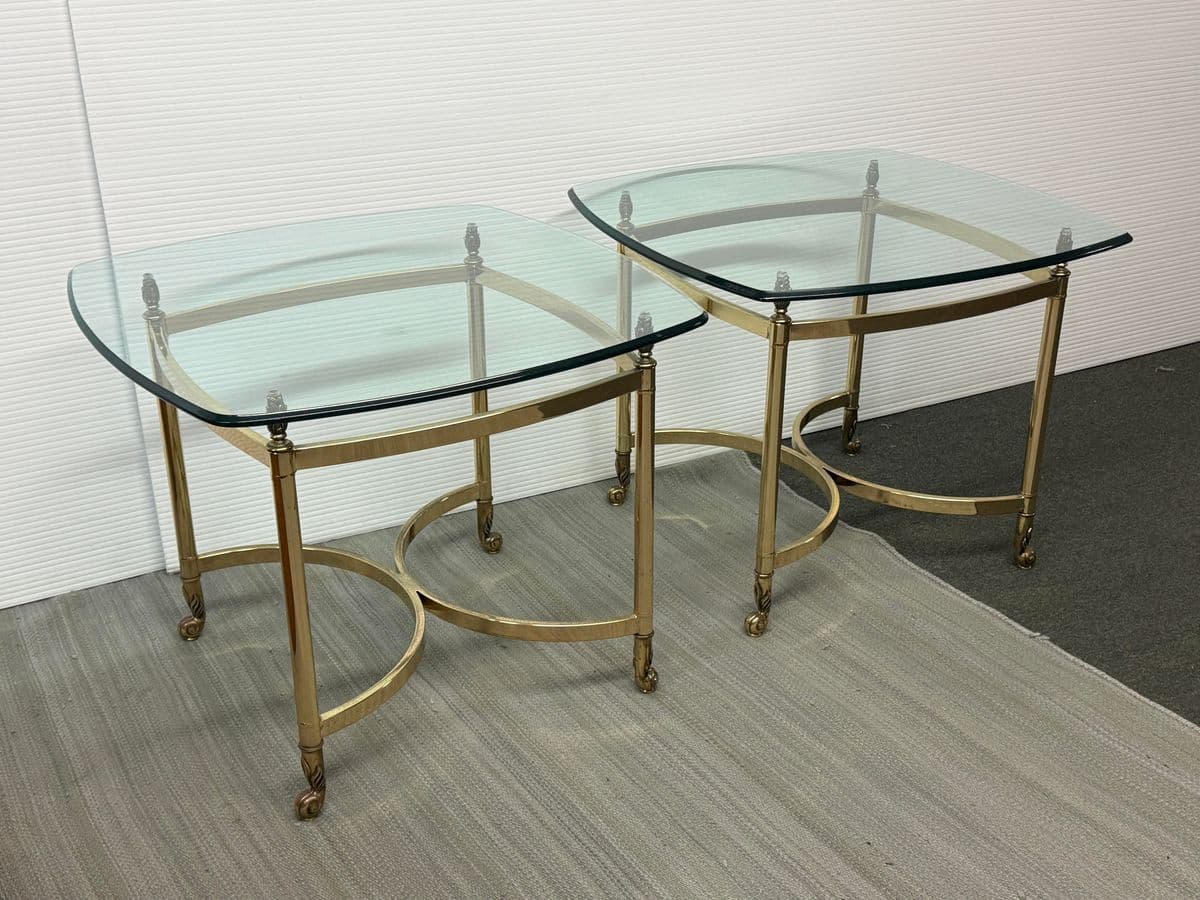 La Barge Hollywood Regency Brass Side Tables, Pair - Thumbnail 6