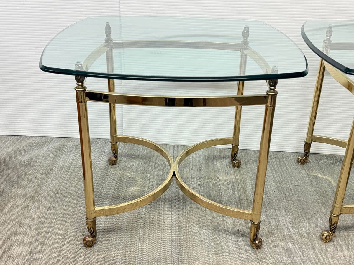 La Barge Hollywood Regency Brass Side Tables, Pair - Thumbnail 4