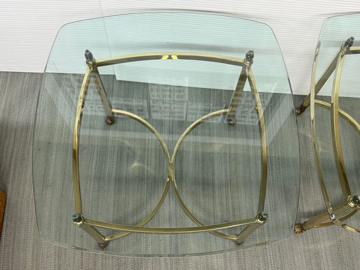 La Barge Hollywood Regency Brass Side Tables, Pair - Thumbnail 5