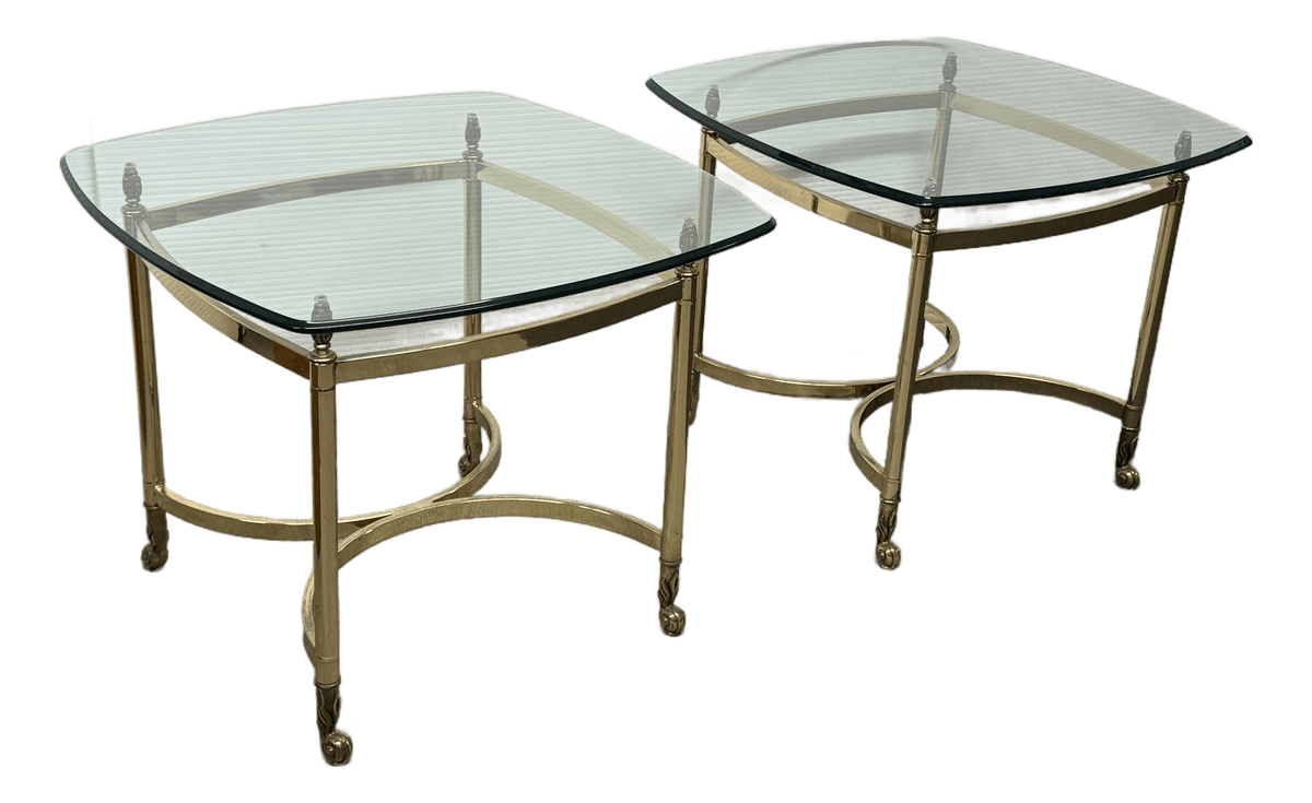 La Barge Hollywood Regency Brass Side Tables, Pair - Thumbnail 2