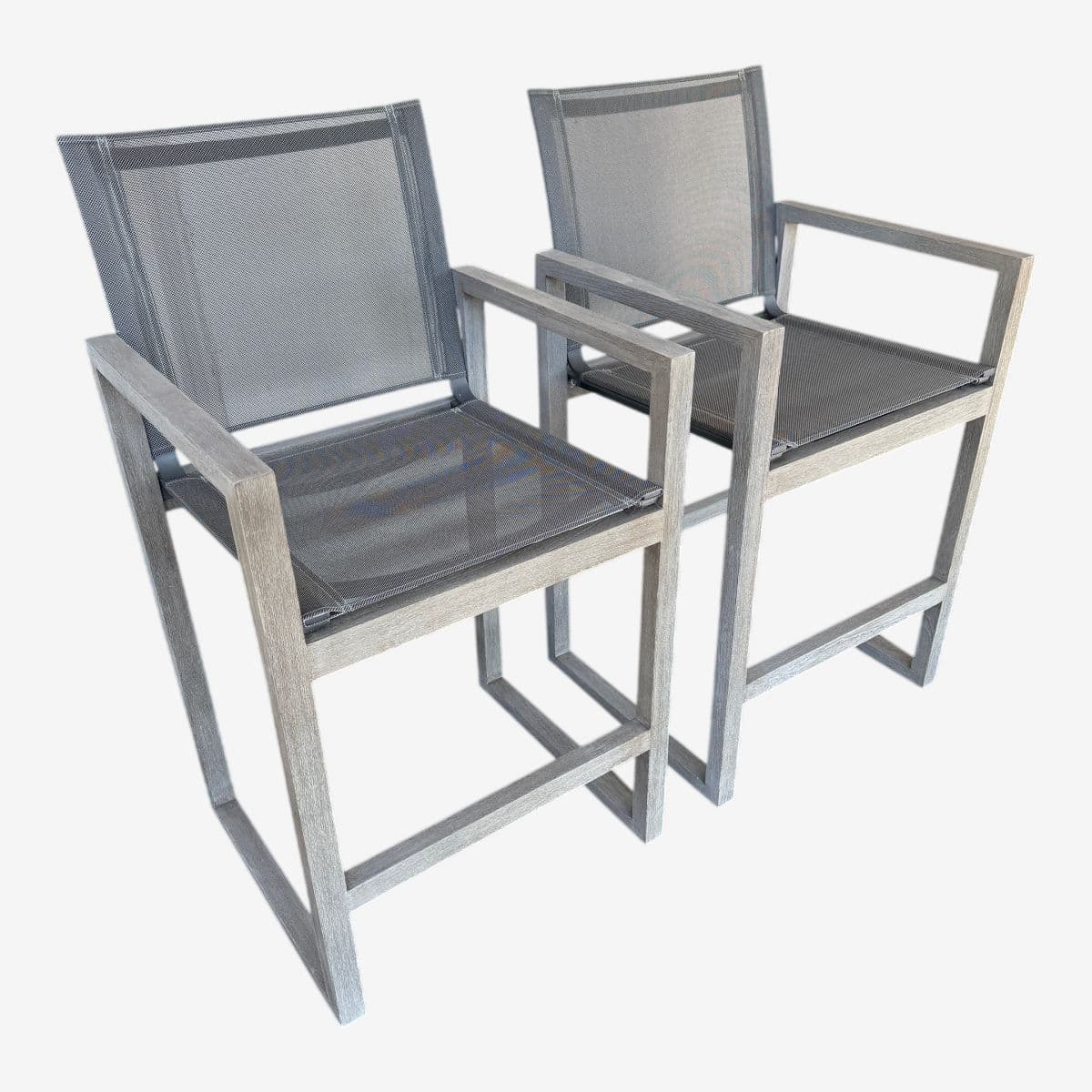 Restoration Hardware Aegean Teak Wood Counter Stools, Pair - Image 1