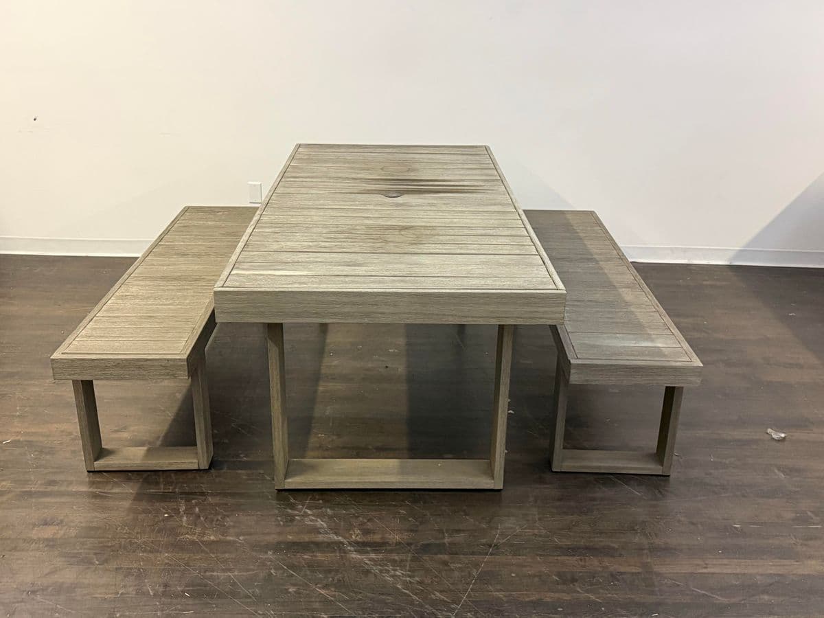 West Elm Portside Extension Dining Table + Benches, Set of Three - Thumbnail 3