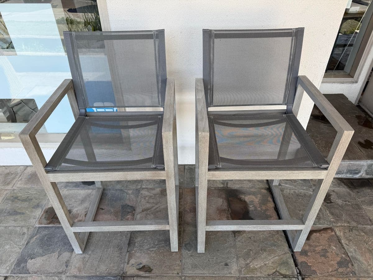 Restoration Hardware Aegean Teak Wood Counter Stools, Pair - Thumbnail 3