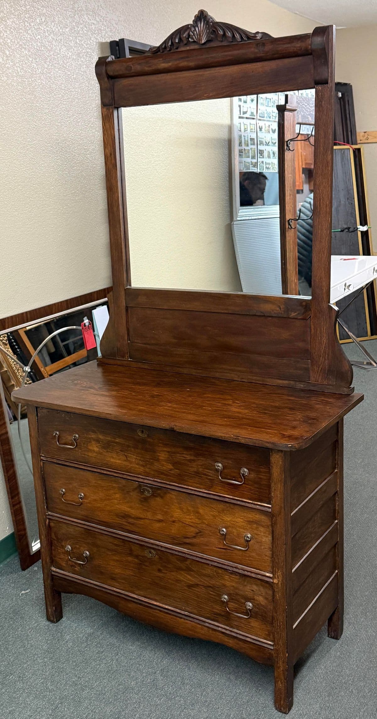Victorian Eastlake Style Dresser With Mirror - Thumbnail 4