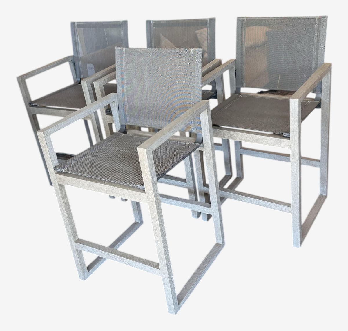 Restoration Hardware Aegean Teak Wood Counter Stools, Set of 4 - Image 1