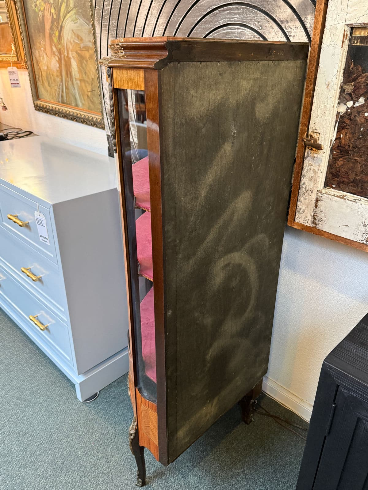 French Style Bow Front Corner Cabinet - Thumbnail 7