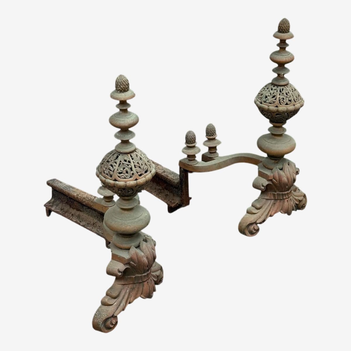 Antique Fireplace Andirons, Pair - Image 1