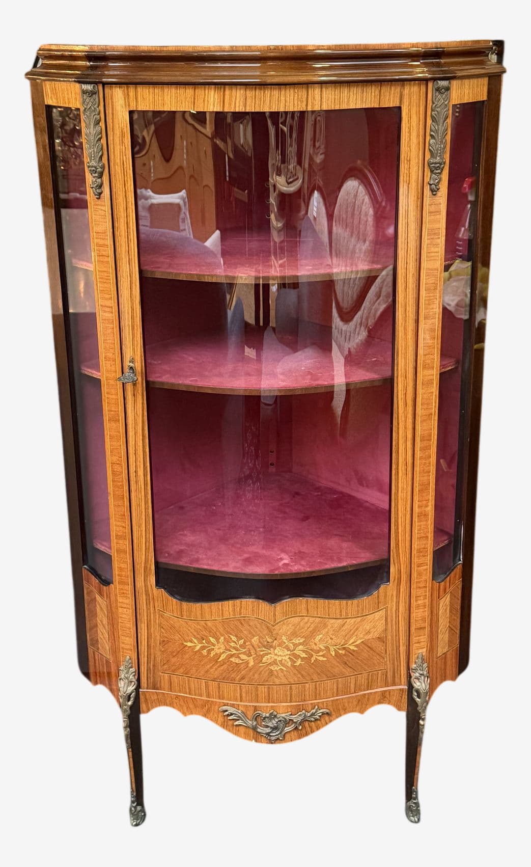 French Style Bow Front Corner Cabinet - Image 1