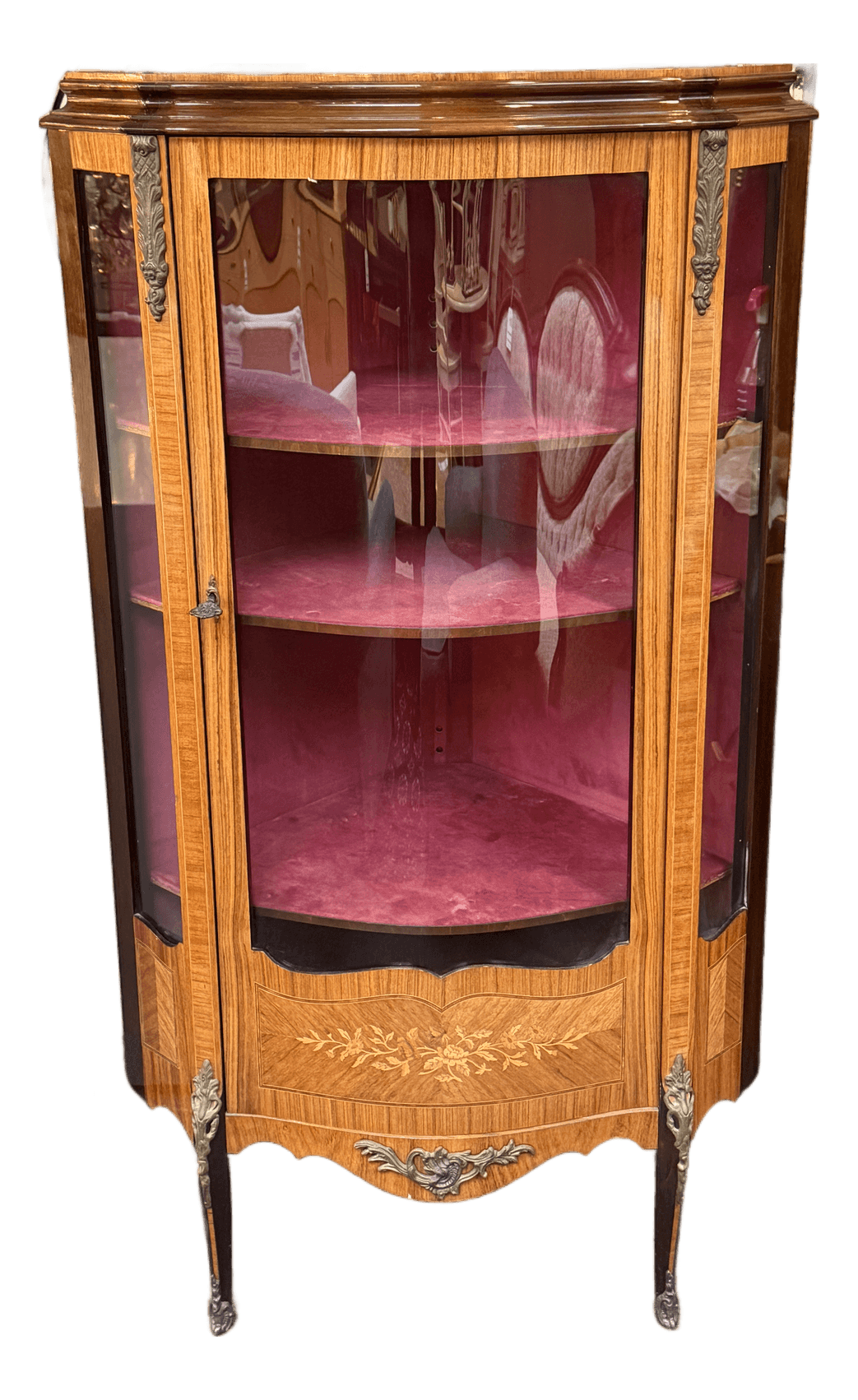 French Style Bow Front Corner Cabinet - Thumbnail 2