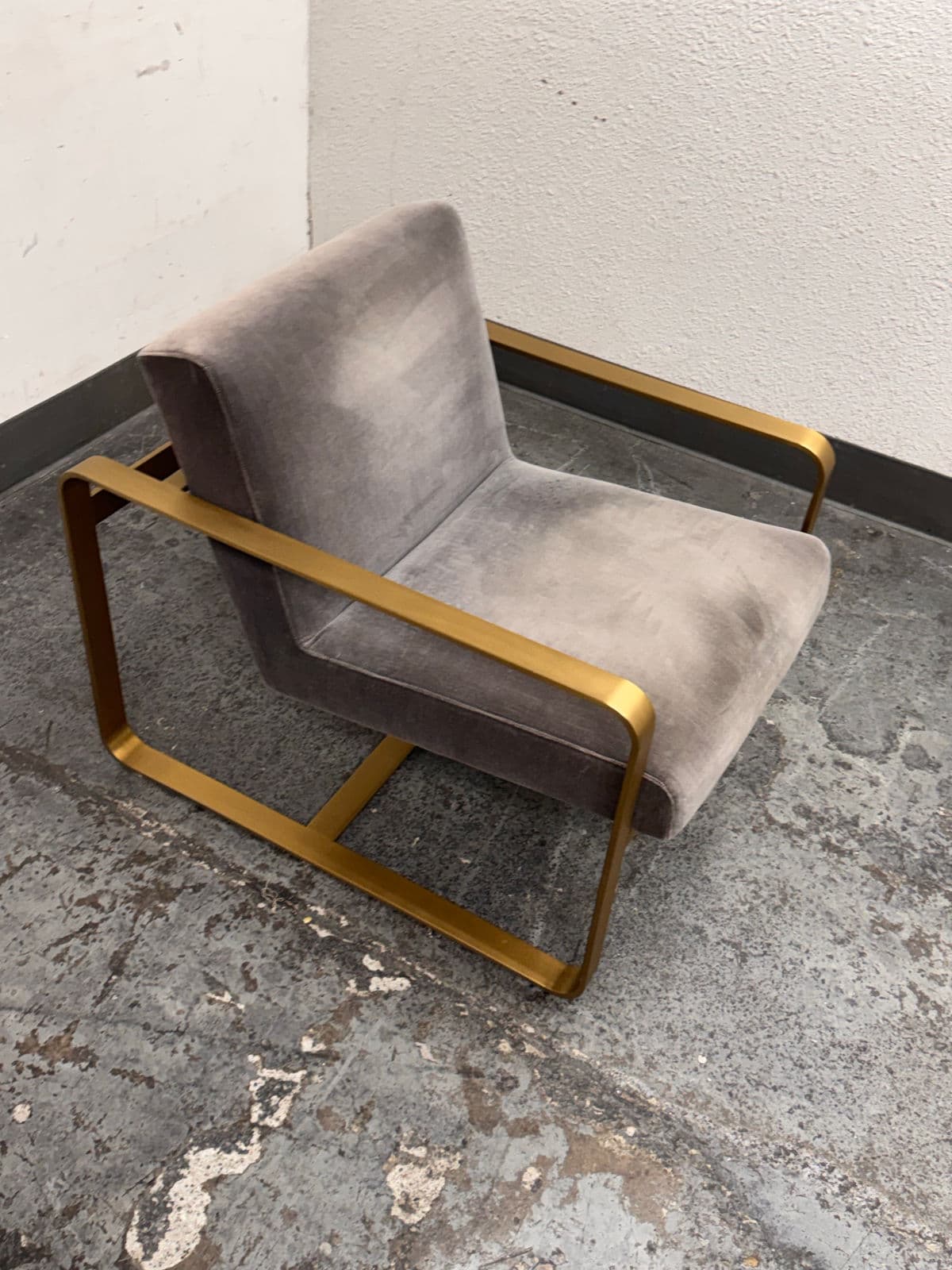Restoration Hardware Miles Velvet + Brass Arm Chair - Thumbnail 3