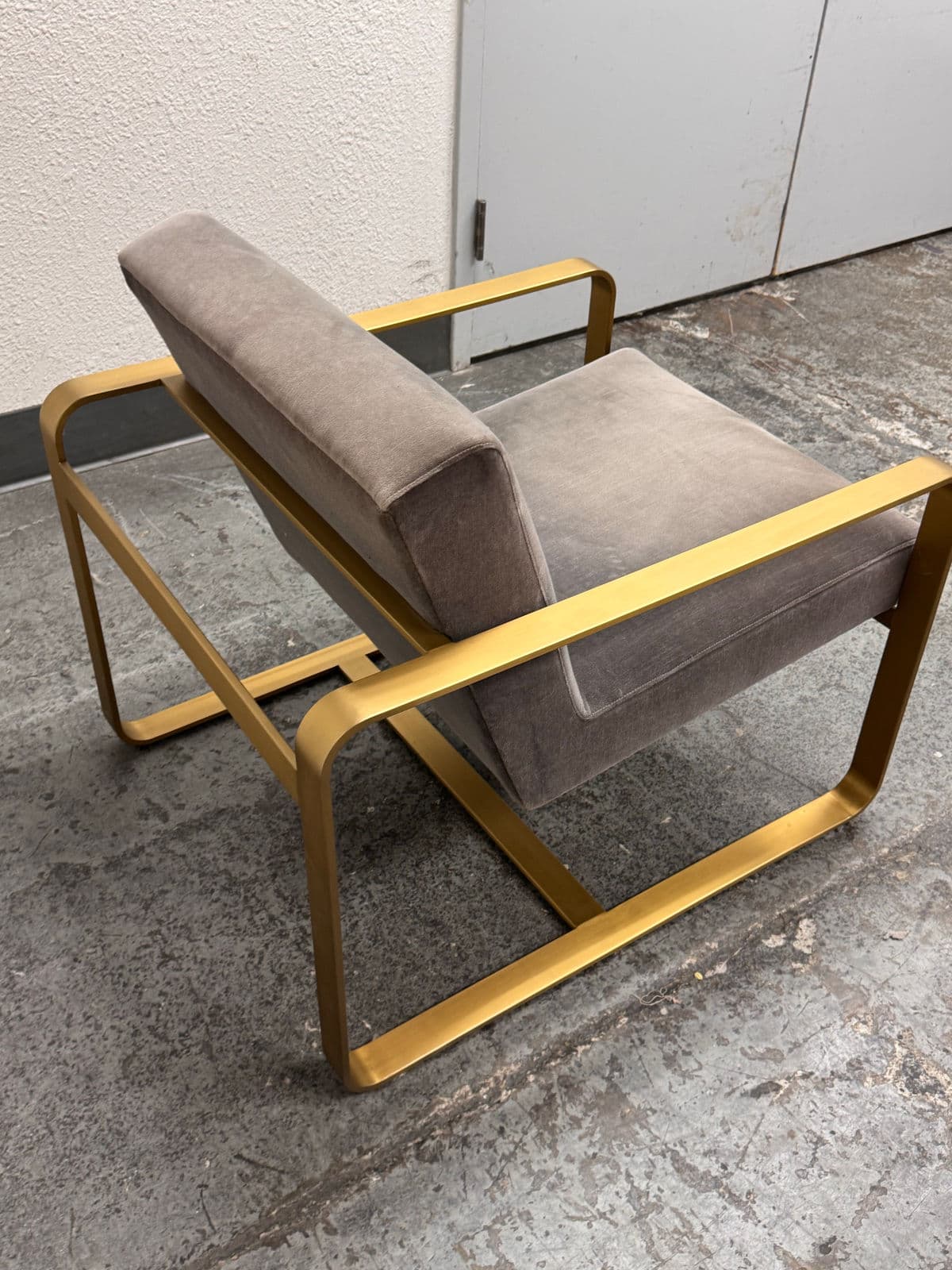 Restoration Hardware Miles Velvet + Brass Arm Chair - Thumbnail 9