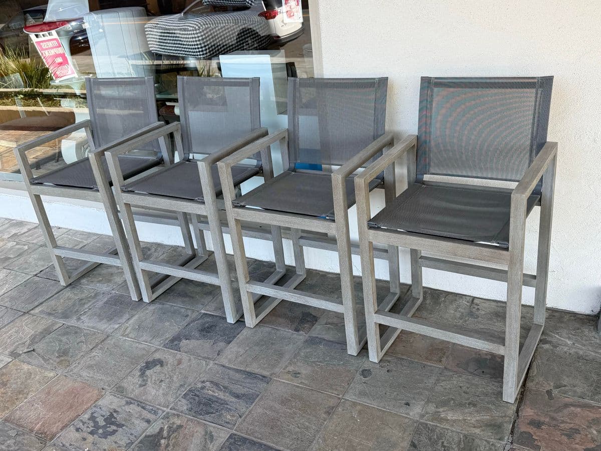 Restoration Hardware Aegean Teak Wood Counter Stools, Set of 4 - Thumbnail 11