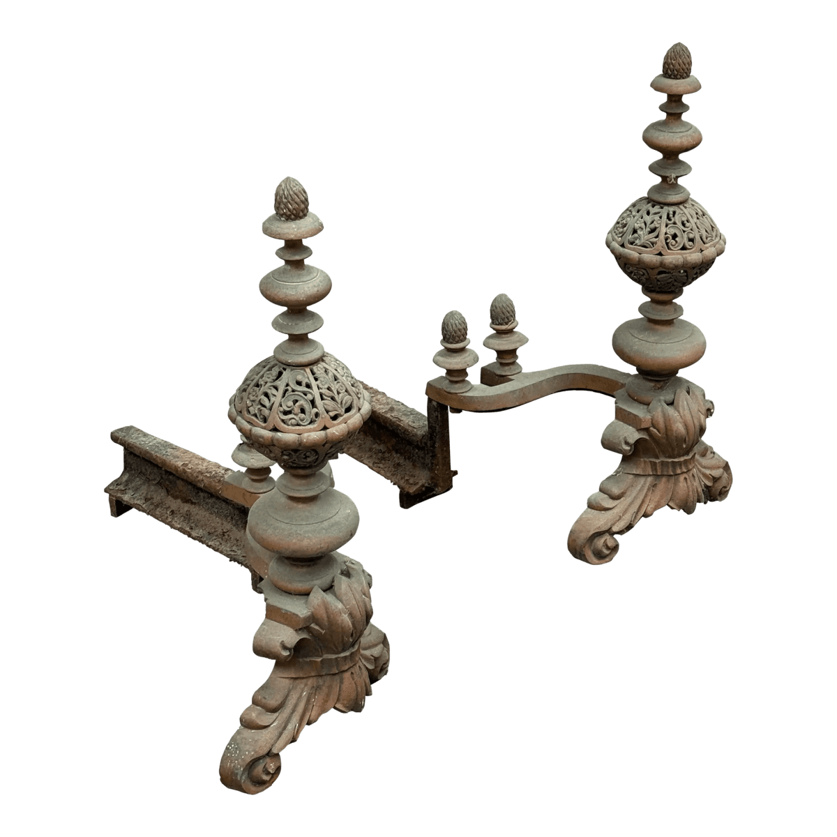 Antique Fireplace Andirons, Pair - Thumbnail 2