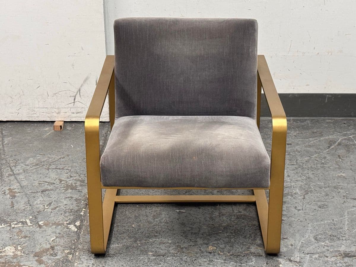 Restoration Hardware Miles Velvet + Brass Arm Chair - Thumbnail 11