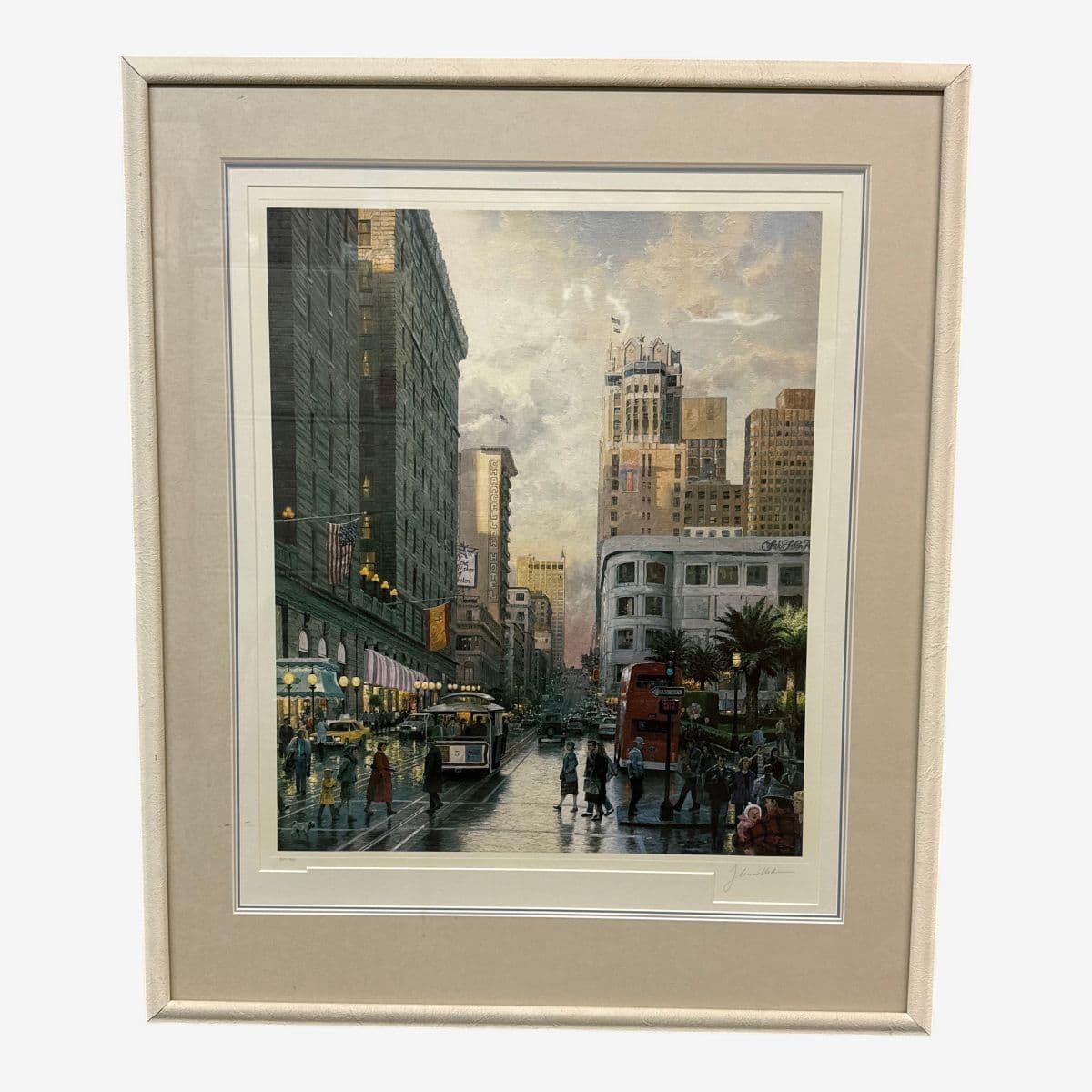 Circa 1990 Thomas Kinkade "San Francisco, Late Afternoon at Union Square", Signed - Image 1