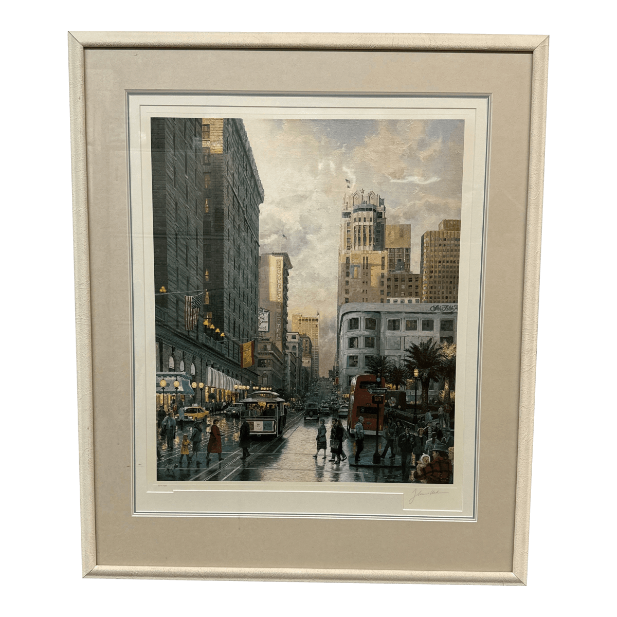 Circa 1990 Thomas Kinkade "San Francisco, Late Afternoon at Union Square", Signed - Thumbnail 2