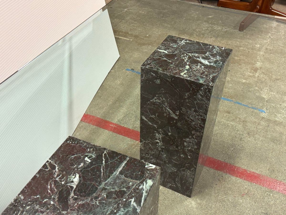 Vintage Faux Marble With Tempered Glass Dining Table - Thumbnail 12