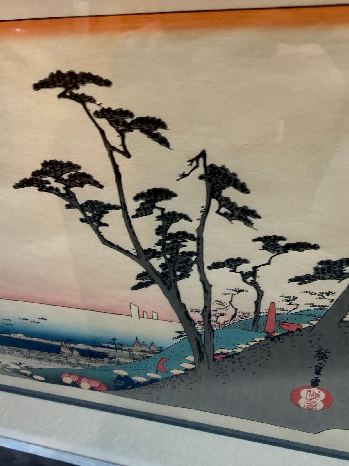 Utagawa Hiroshige Shirasuka Wood Block Print, Framed - Thumbnail 10
