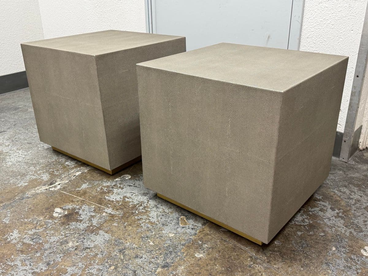 Restoration Hardware Gray Shagreen Plinth Side Tables, Pair - Thumbnail 4