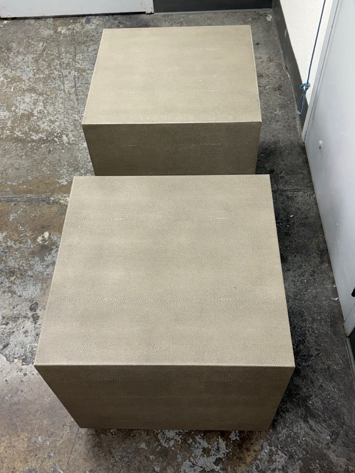 Restoration Hardware Gray Shagreen Plinth Side Tables, Pair - Thumbnail 8