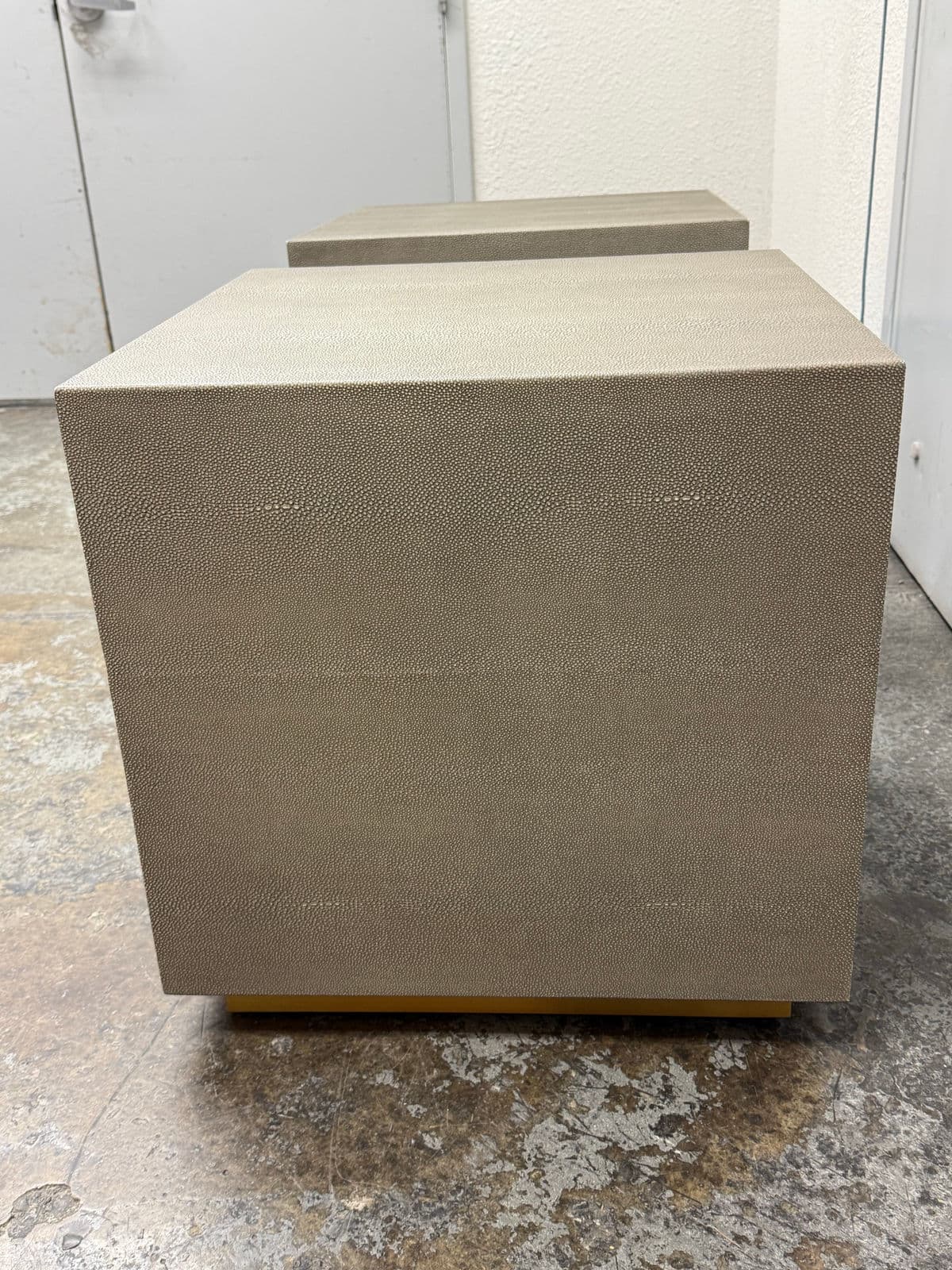 Restoration Hardware Gray Shagreen Plinth Side Tables, Pair - Thumbnail 7