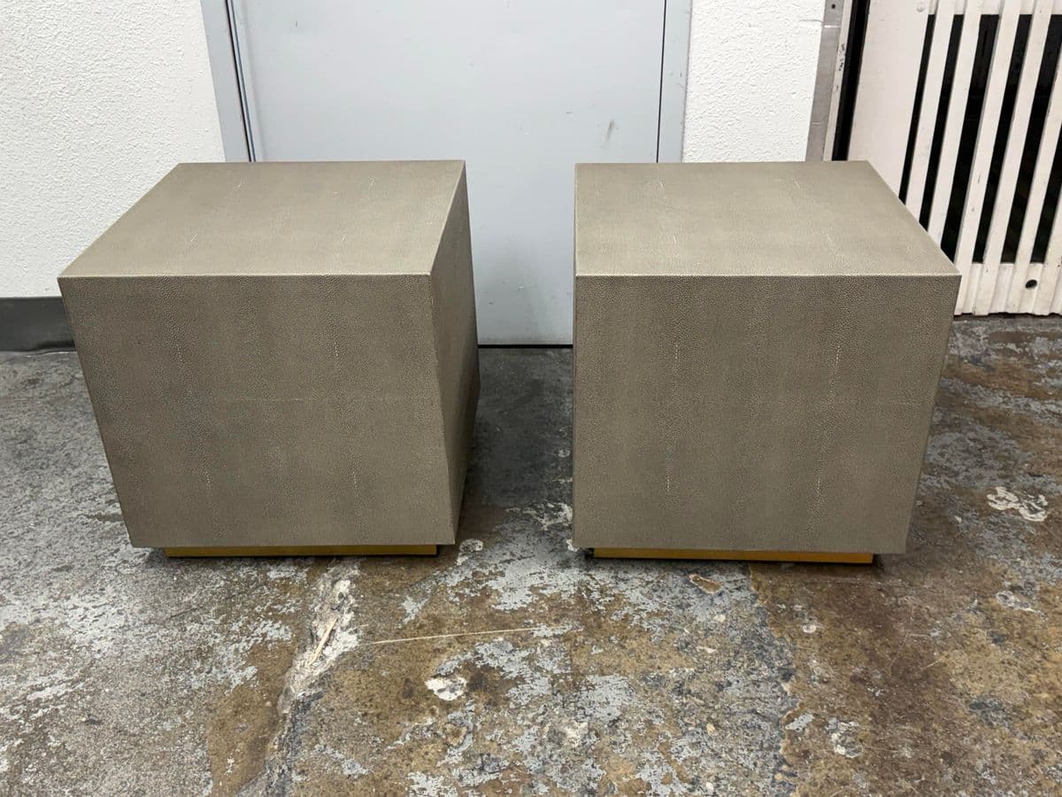 Restoration Hardware Gray Shagreen Plinth Side Tables, Pair - Thumbnail 6