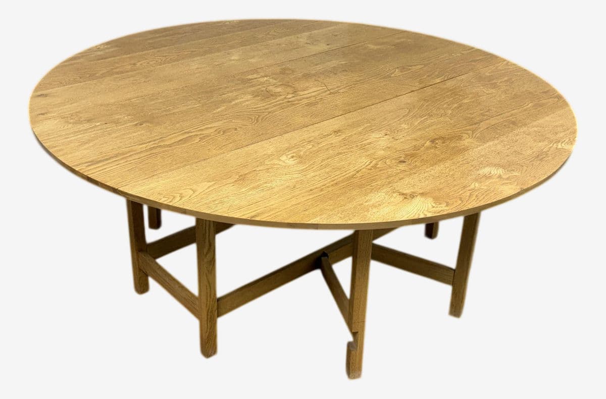 72 Inch Vintage Oak Wood Drop Leaf Console to Dining Table - Image 1