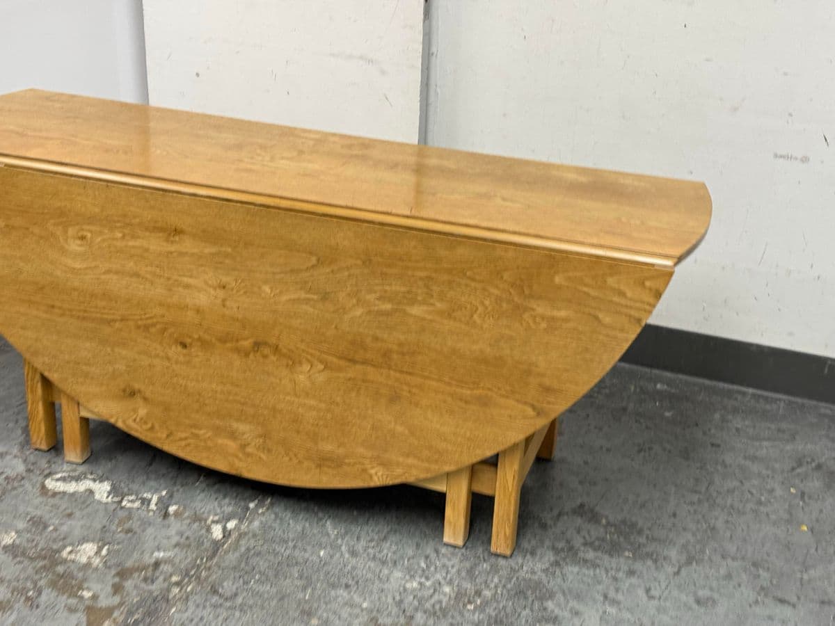 72 Inch Vintage Oak Wood Drop Leaf Console to Dining Table - Thumbnail 7