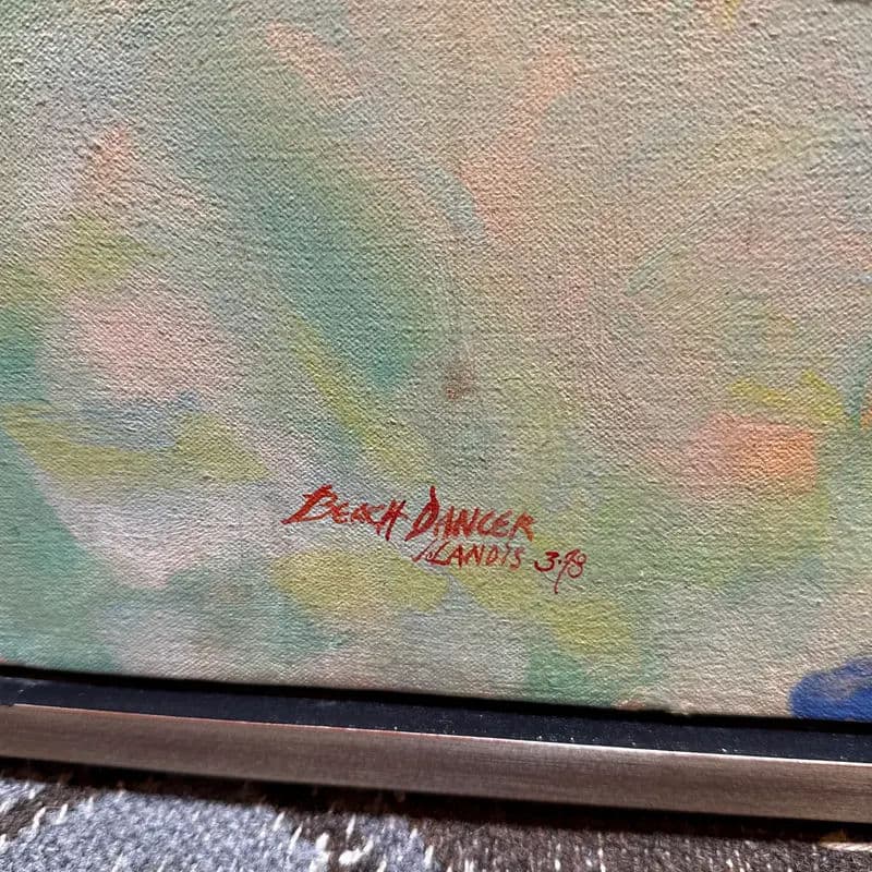 Circa 1978 Joanne Landis Beach Dancer Original Painting, Signed - Thumbnail 10