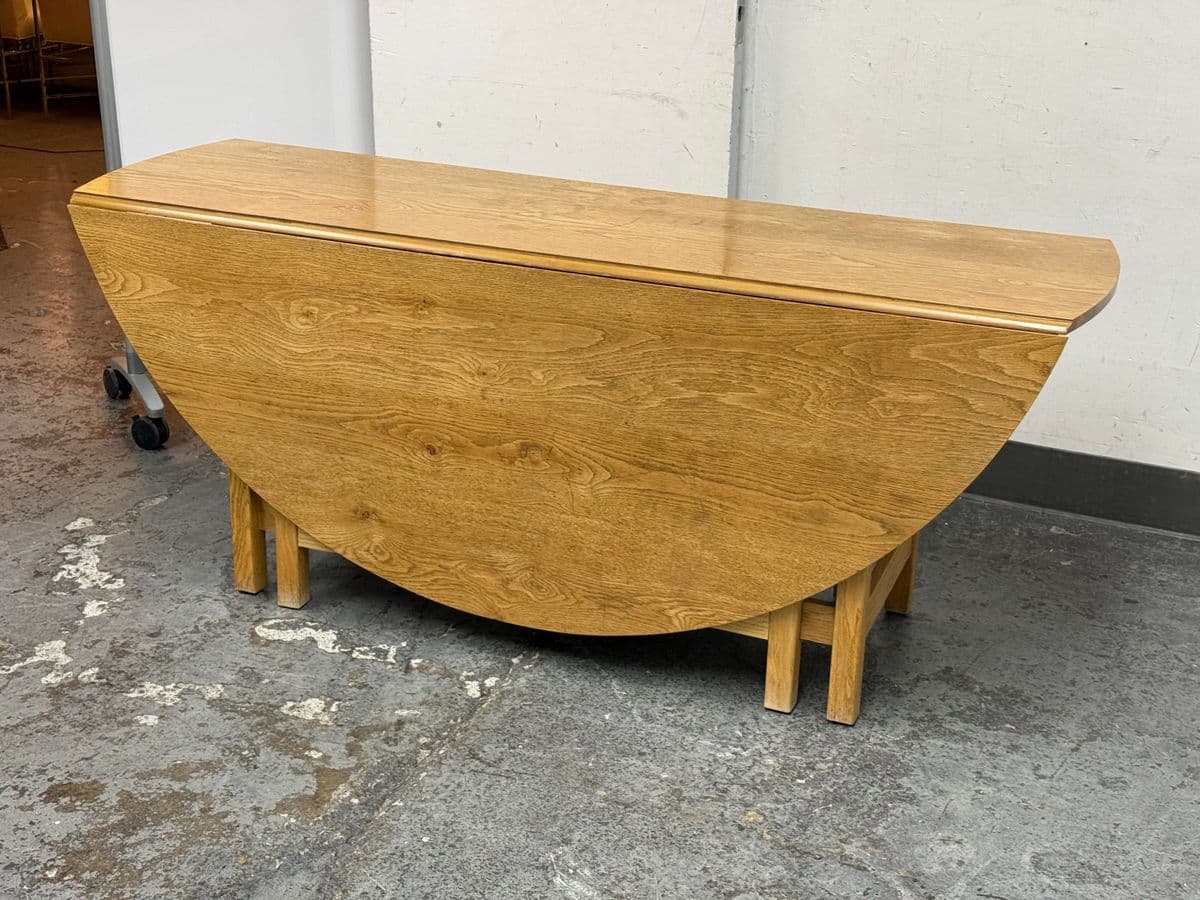 72 Inch Vintage Oak Wood Drop Leaf Console to Dining Table - Thumbnail 13