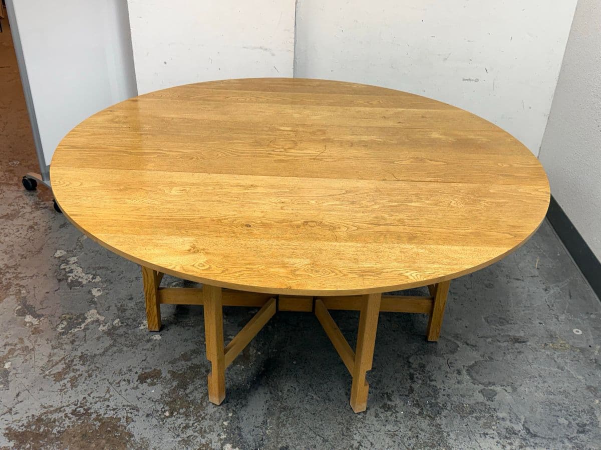 72 Inch Vintage Oak Wood Drop Leaf Console to Dining Table - Thumbnail 4