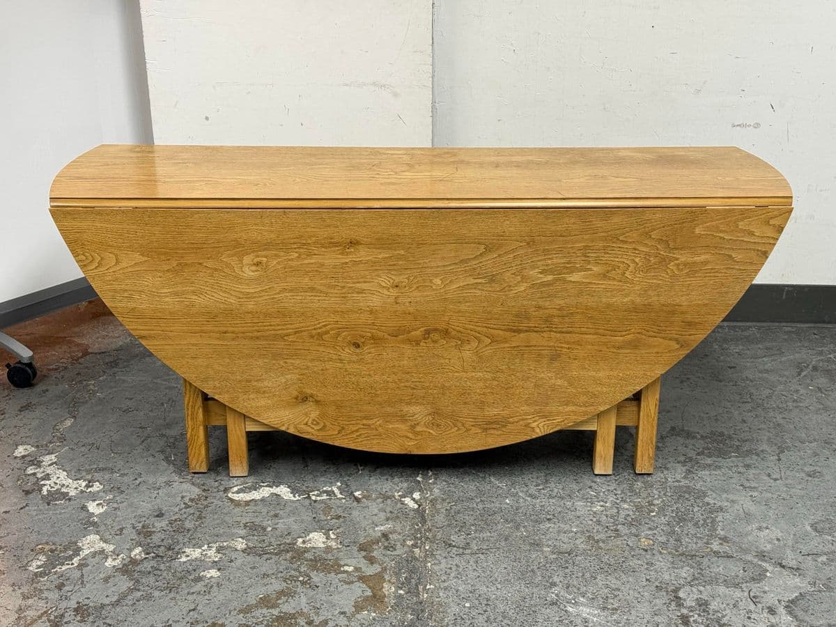 72 Inch Vintage Oak Wood Drop Leaf Console to Dining Table - Thumbnail 10