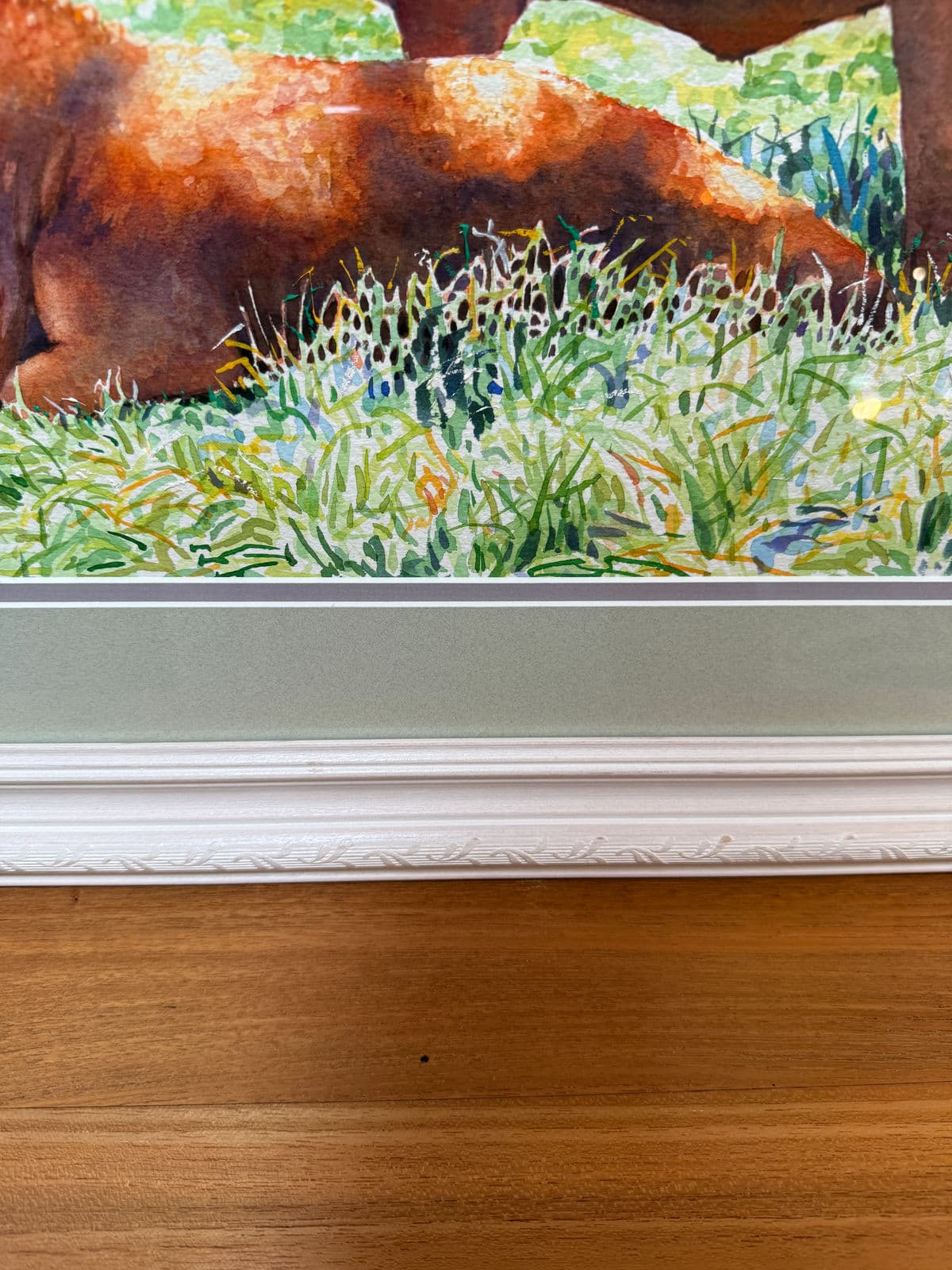 Circa 1996 l.m. Steadman Two Cows Resting in Pasture Watercolor, Signed - Thumbnail 9