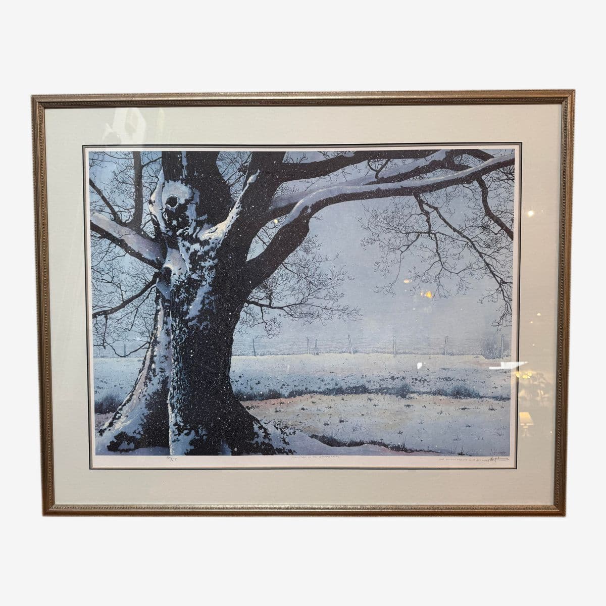 Circa 1989 L. M. Steadman Snowstorm on the Stead Farm Watercolor, Signed - Image 1