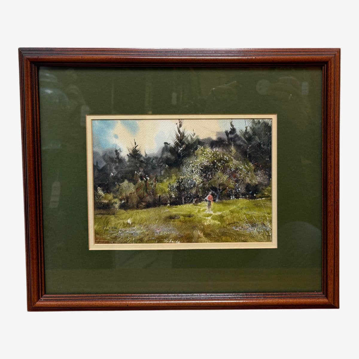 Original Watercolor Landscape Painting, Framed - Image 1