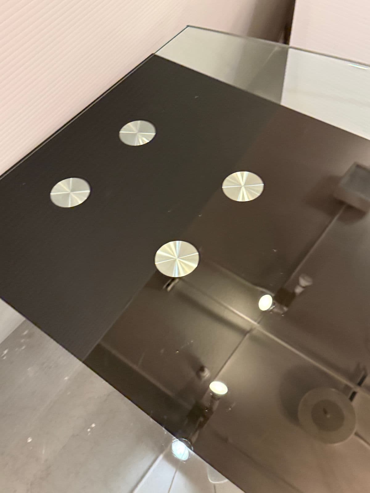 Modern Double Pedestal Extendable Glass Top Table - Thumbnail 7