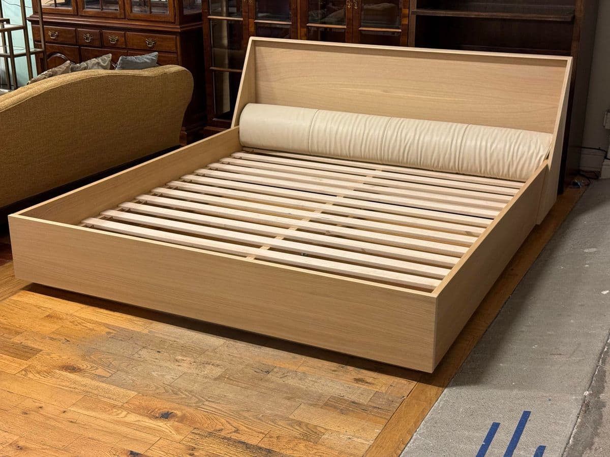 California King Bespoke Natural Oak Wood Platform Bed Frame - Thumbnail 11