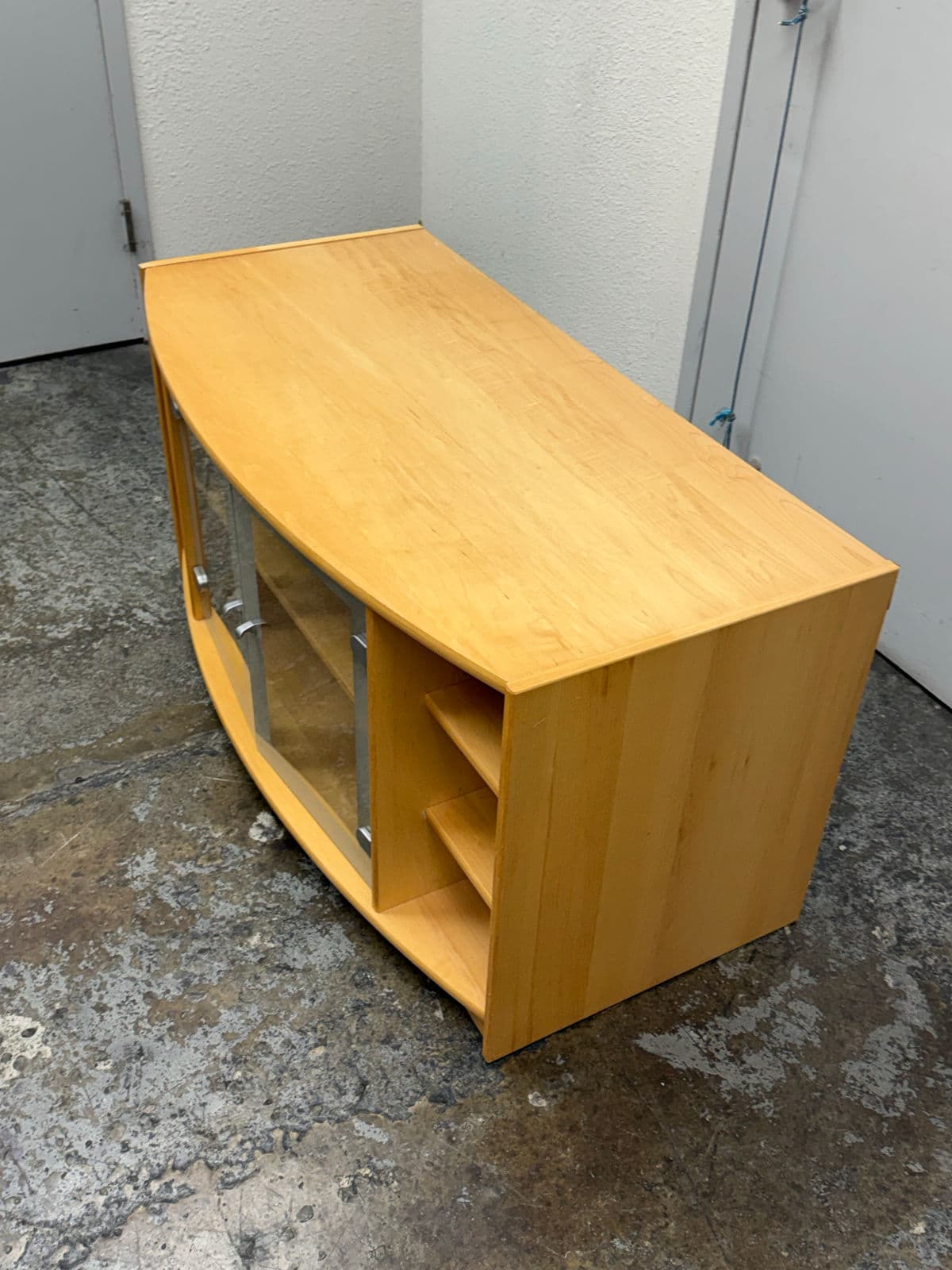 Maple Wood Veneer Media Cabinet - Thumbnail 4