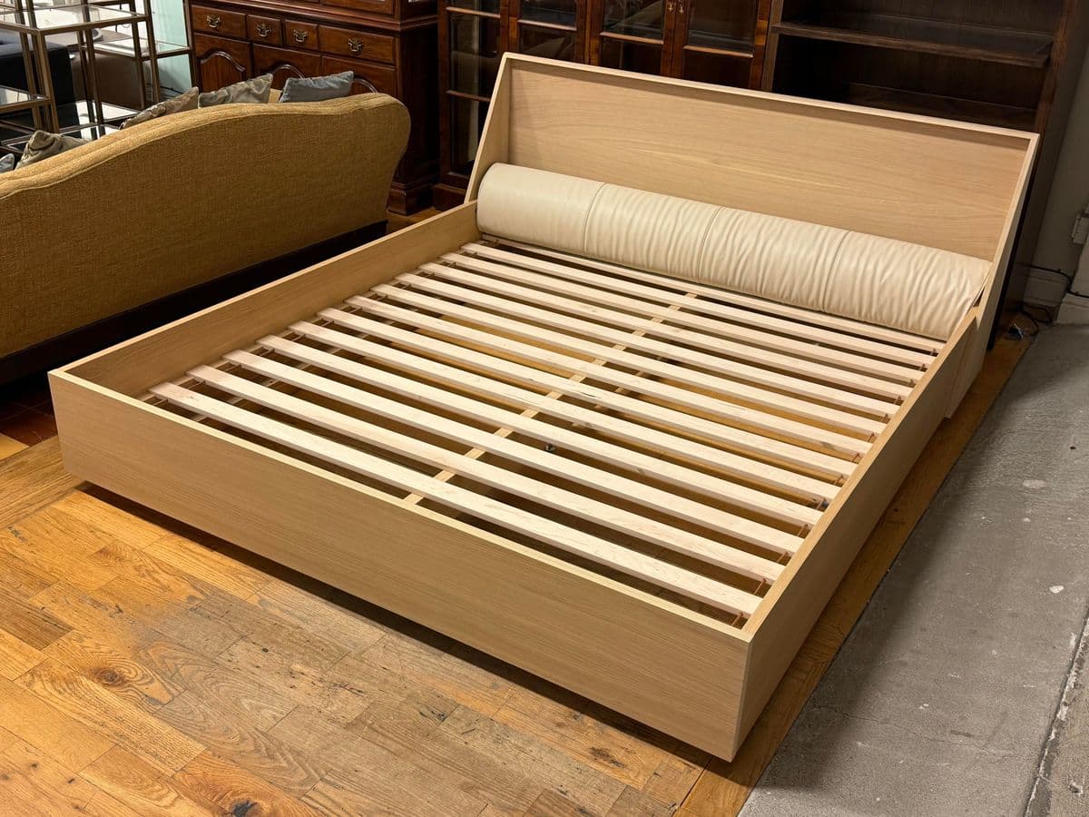 California King Bespoke Natural Oak Wood Platform Bed Frame - Thumbnail 9