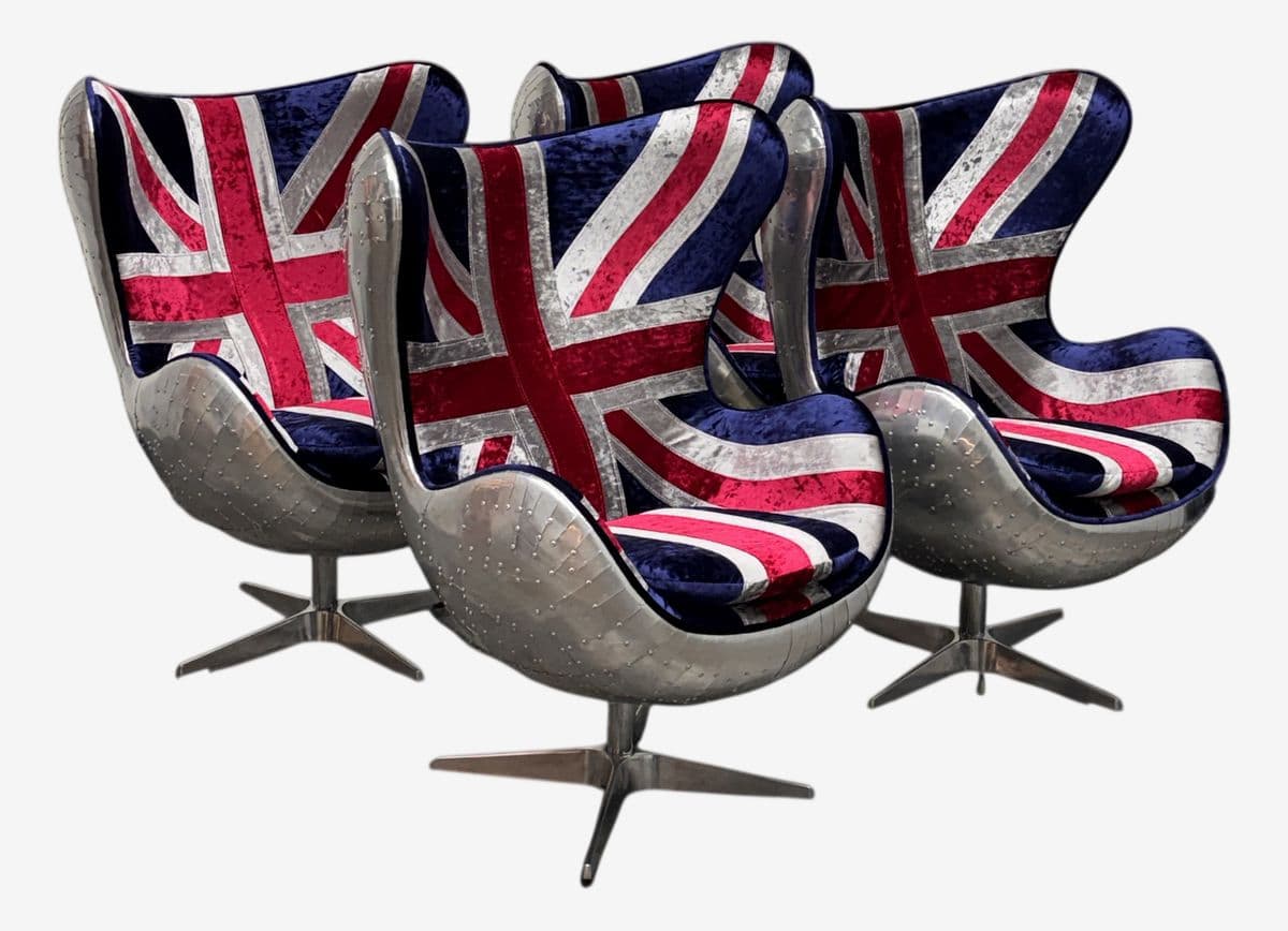 Acme Furniture Brancaster British Flag Egg Chairs, Set of Four - Image 1