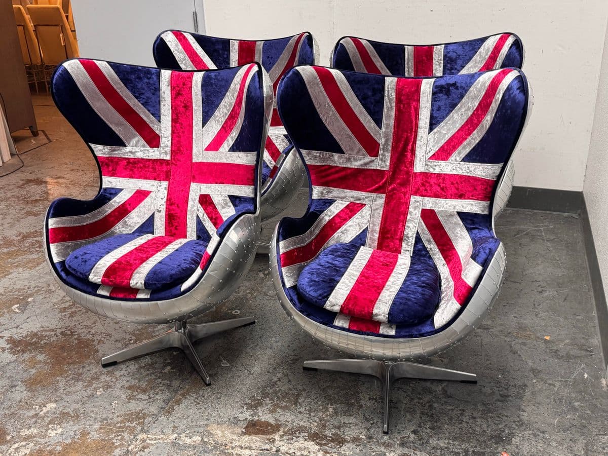Acme Furniture Brancaster British Flag Egg Chairs, Set of Four - Thumbnail 9