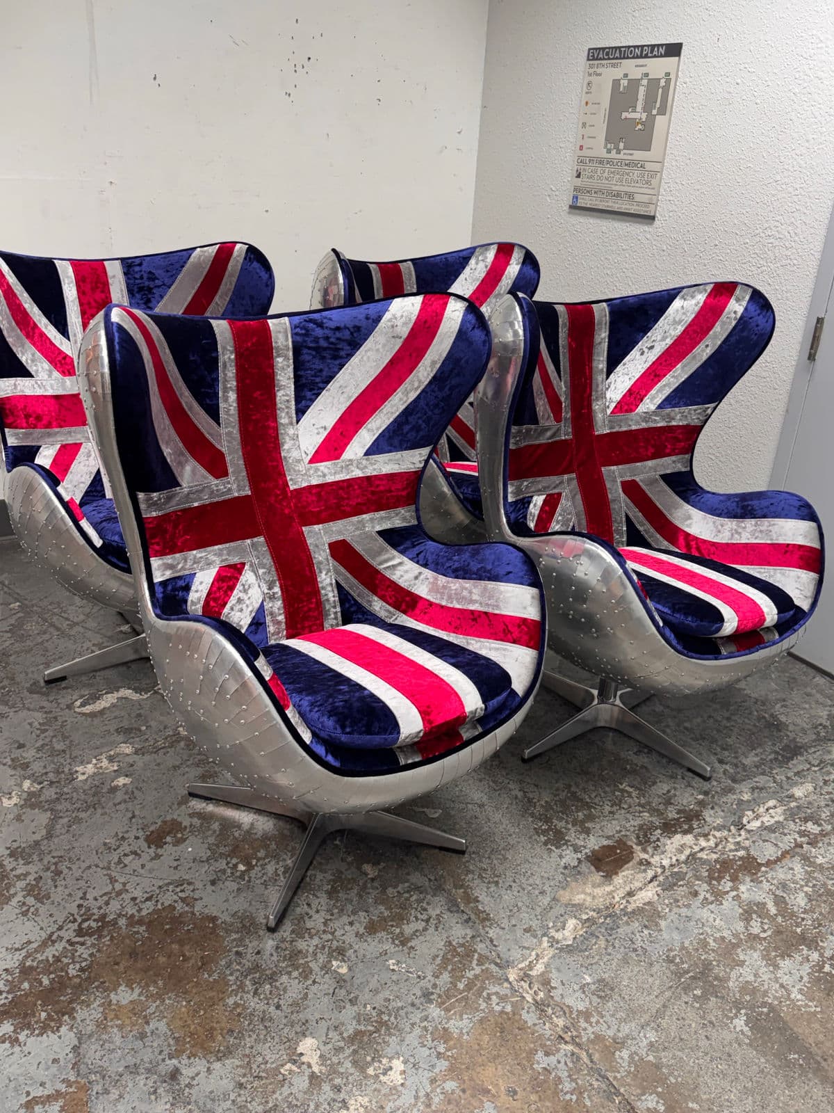 Acme Furniture Brancaster British Flag Egg Chairs, Set of Four - Thumbnail 7