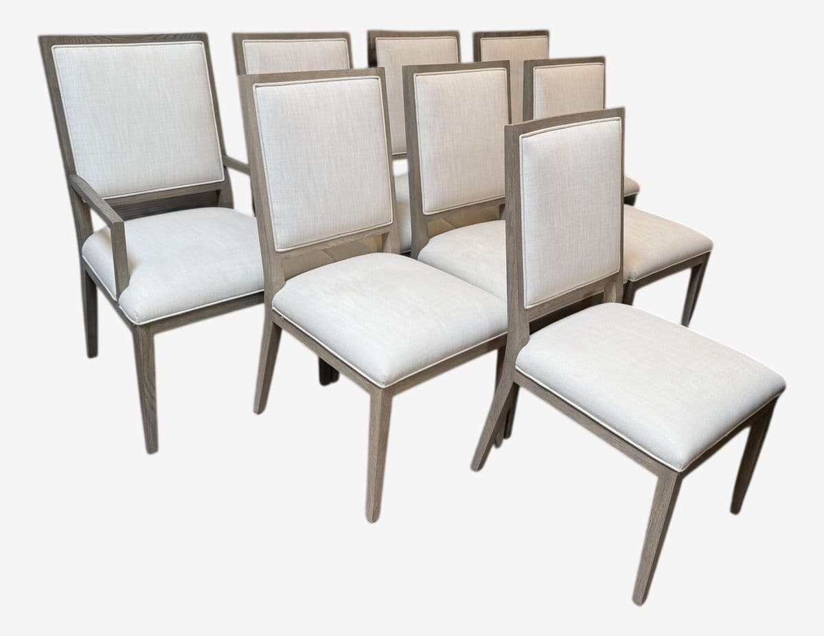 Van Thiel for Restoration Hardware Linen Dining Chairs, Set of Eight - Image 1