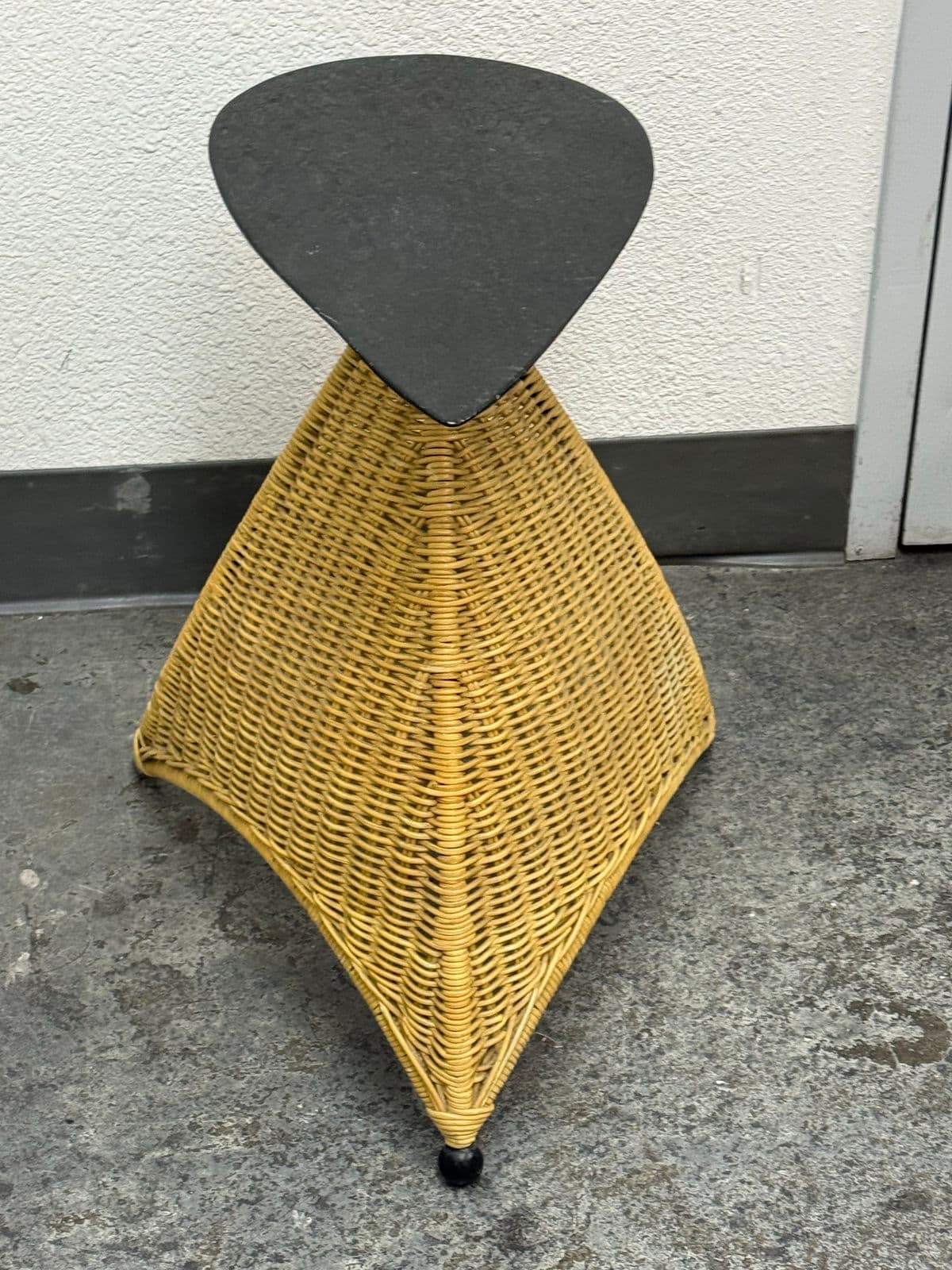 Post Modern Marble + Wicker Side Table - Thumbnail 8