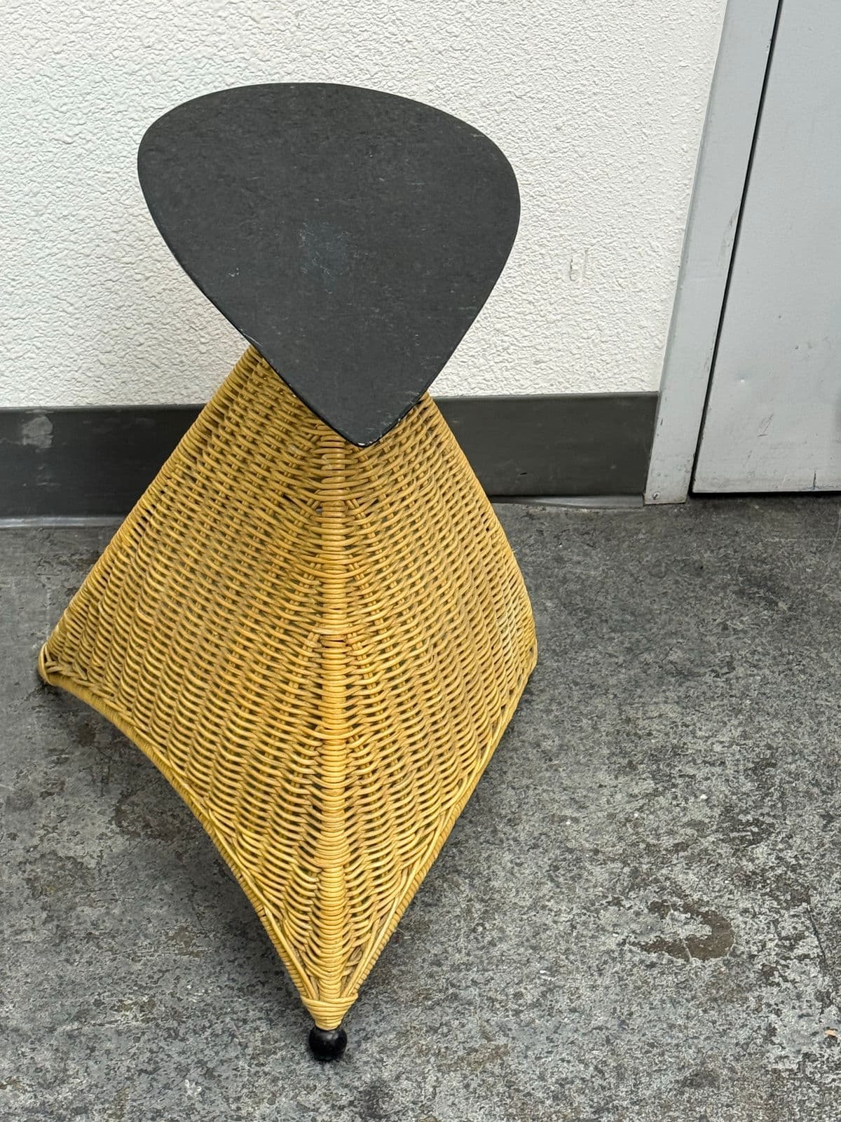 Post Modern Marble + Wicker Side Table - Thumbnail 9