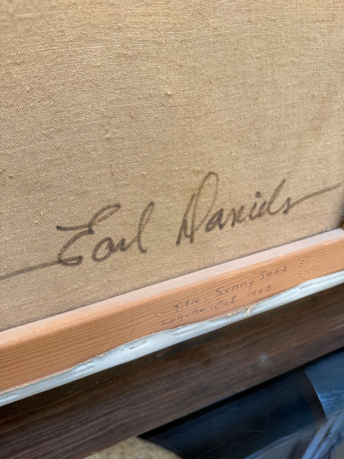 Circa 1963 Earl Davids Sunny Seas Painting, Framed - Thumbnail 10