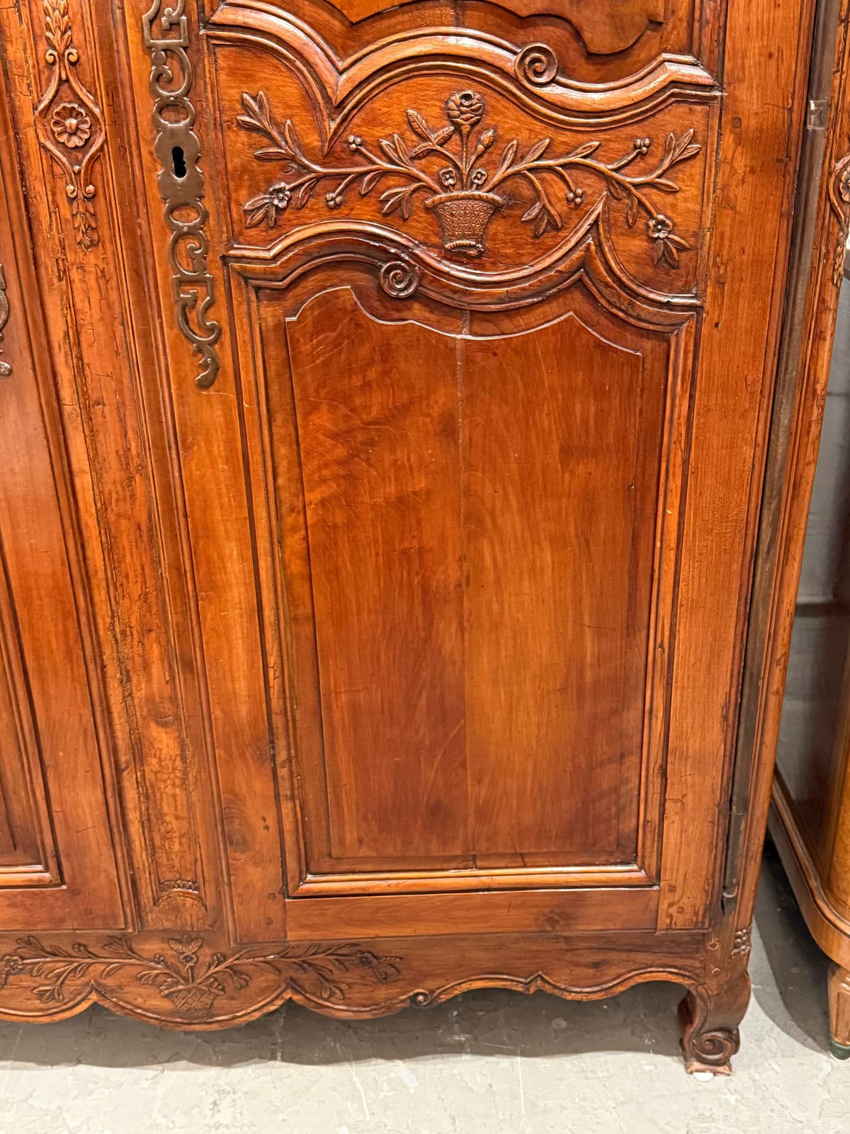 19th Century French Provincial Carved Walnut Armoire - Thumbnail 9
